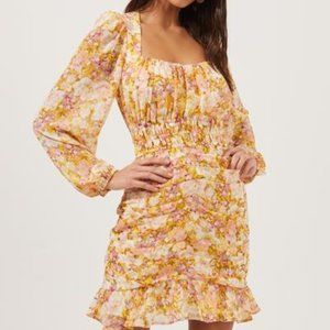 ASTR Smocked Waist Long Sleeve Minidress